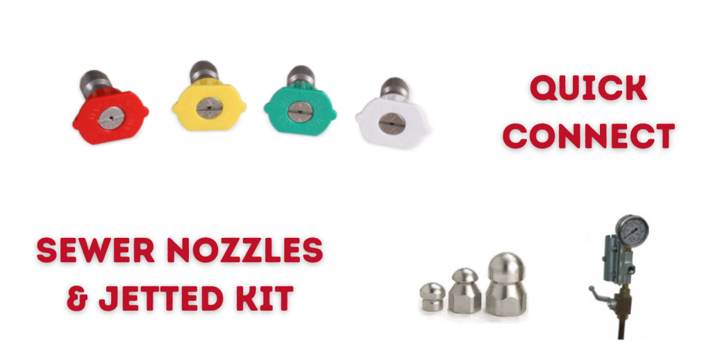 Display of quick connect and sewer nozzles