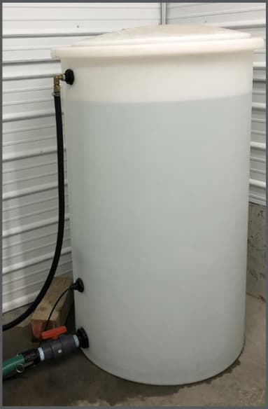 undercarriage wash system water 250-gallon holding tank floats and supply plumbing